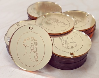 Etiquetas circulares de acrílico espejado personalizadas - Etiquetas personalizadas cortadas con láser