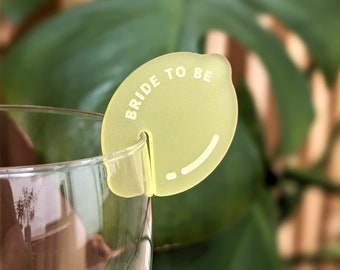 Lemon Acrylic Drink Tags -  Acrylic Drink Name Tags - Party Drink Tags