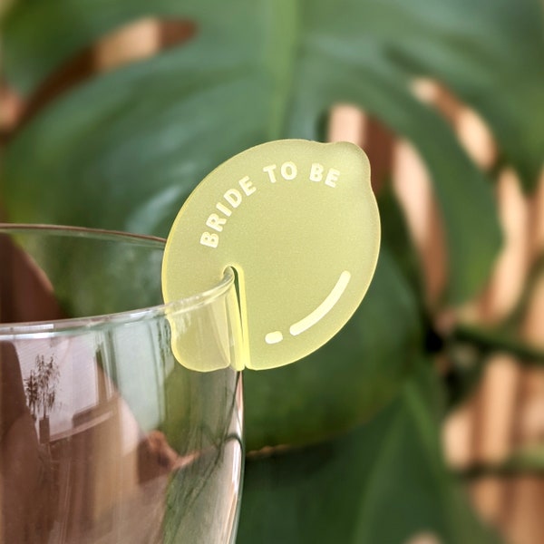 Lemon Acrylic Drink Tags -  Acrylic Drink Name Tags - Party Drink Tags