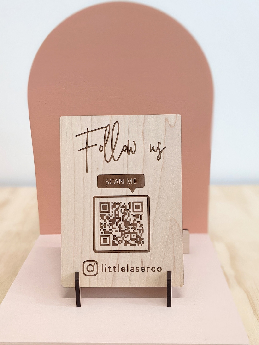 Custom Wooden QR Code Display Sign QR Code Sign Market Stall Sign