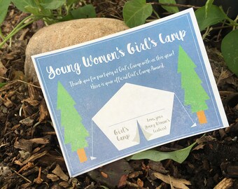 DIGITAL DOWNLOAD Etsy LDS Young Women's Girl's Camp Awards- Blue with Tent and Trees