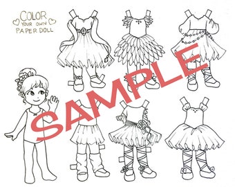 DIGITAL FILE Color Your Own Paper Doll Ballerina