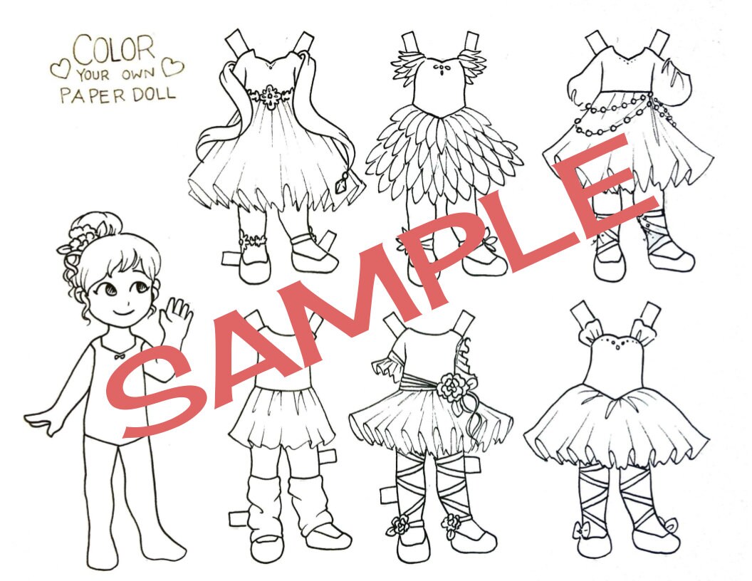 DIGITAL FILE Color Your Own Paper Doll Ballerina - Etsy