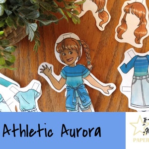 Athletic Aurora- It Takes All Sorts Paperdolls Series Blue Teal Sports Fun