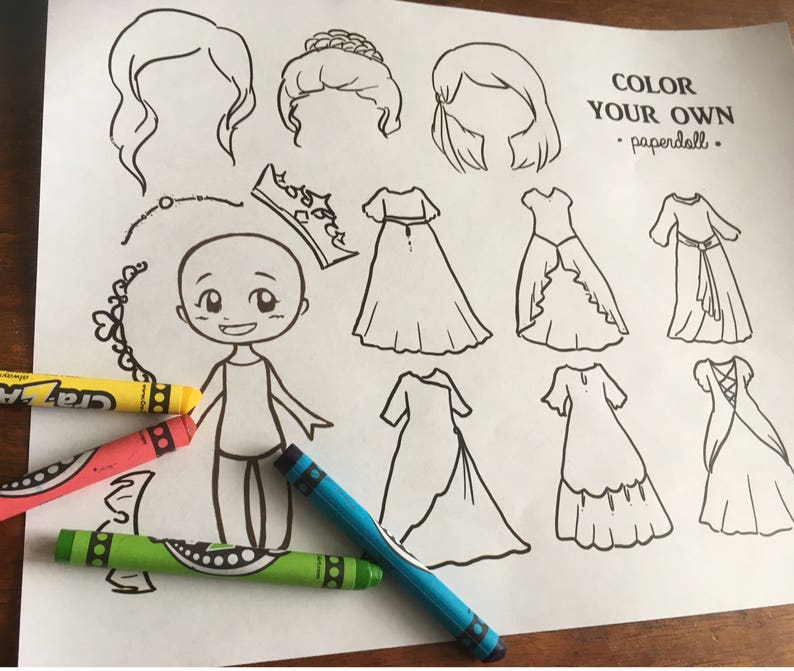 DIGITAL FILE Color Your Own Princess Paper Doll image 2