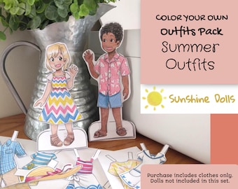 Color Your Own Summer Outfits Pack Sunshine Dolls