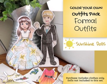 Color Your Own Formal Prom Homecoming Outfits Pack Sunshine Dolls