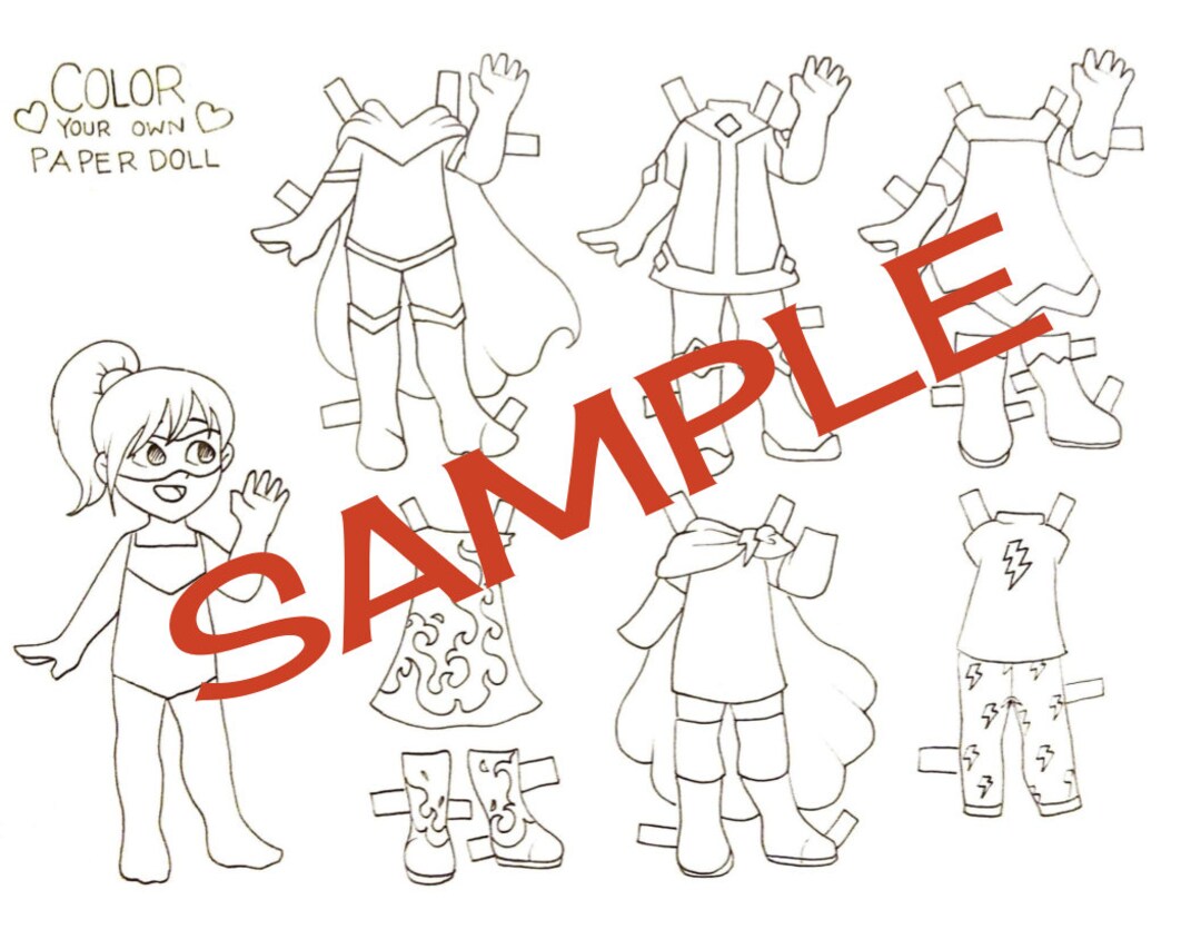 DIGITAL FILE Color Your Own Paper Doll Superhero - Etsy