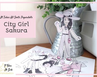City Girl Sakura - It Takes All Sorts Paperdolls Series Cherry Blossom Urban Fashion