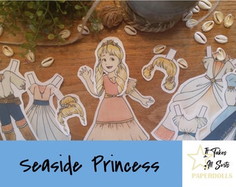 Seaside Princess- It Takes All Sorts Kingdoms Series Paperdolls Ocean Beach