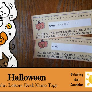 Halloween Print Lettering Desk Name Tags