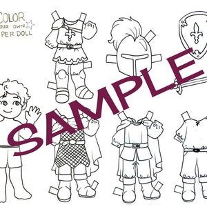 DIGITAL FILE Color Your Own Paper Doll Knight