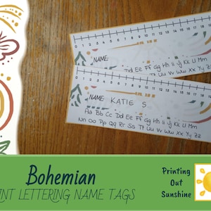 Bohemian Print Lettering Desk Name Tags