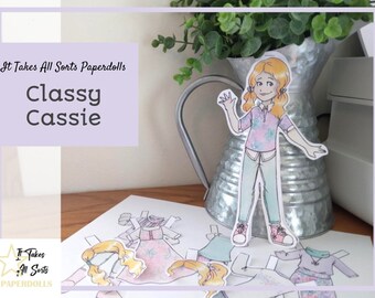 Classy Cassie - It Takes All Sorts Paperdolls Series School Academic Floral