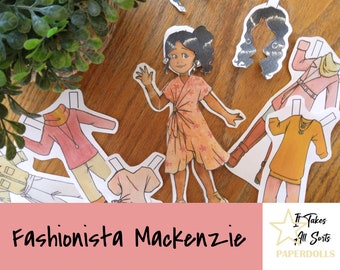 Fashionista Mackenzie- It Takes All Sorts Paperdolls Series Pink Orange Stylish