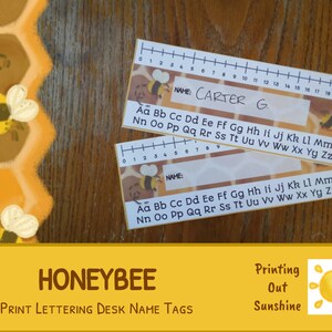 Honeybee Print Lettering Desk Name Tags