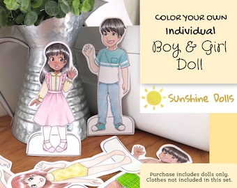 Color Your Own Individual Boy and Girl Doll Sunshine Dolls