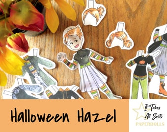 Halloween Hazel- It Takes All Sorts Paperdolls Series Autumn Orange Black Fall