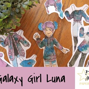 Galaxy Girl Luna- It Takes All Sorts Paperdolls Series Purple Teal Outer Space