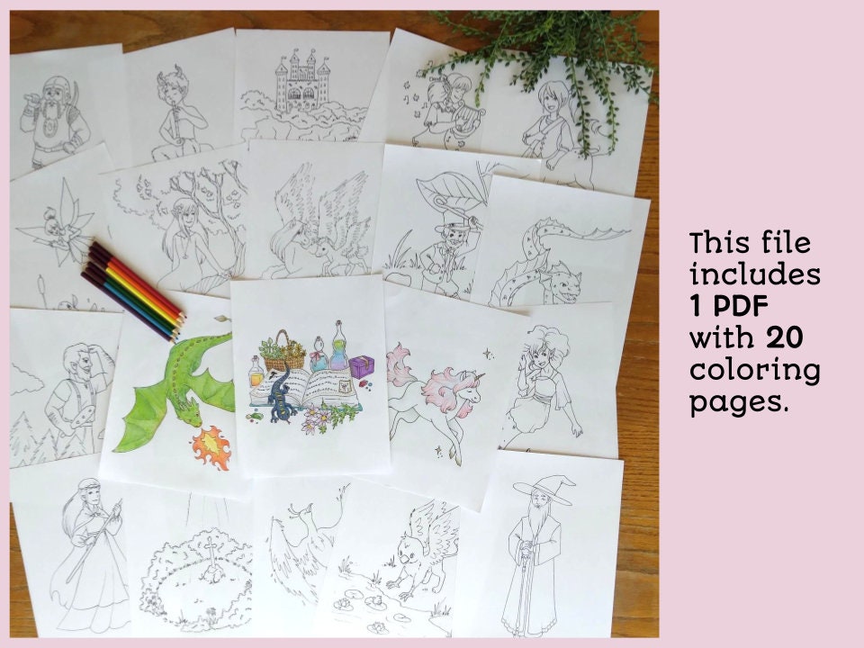 Fantasy Printable Coloring Book DIGITAL DOWNLOAD - Etsy