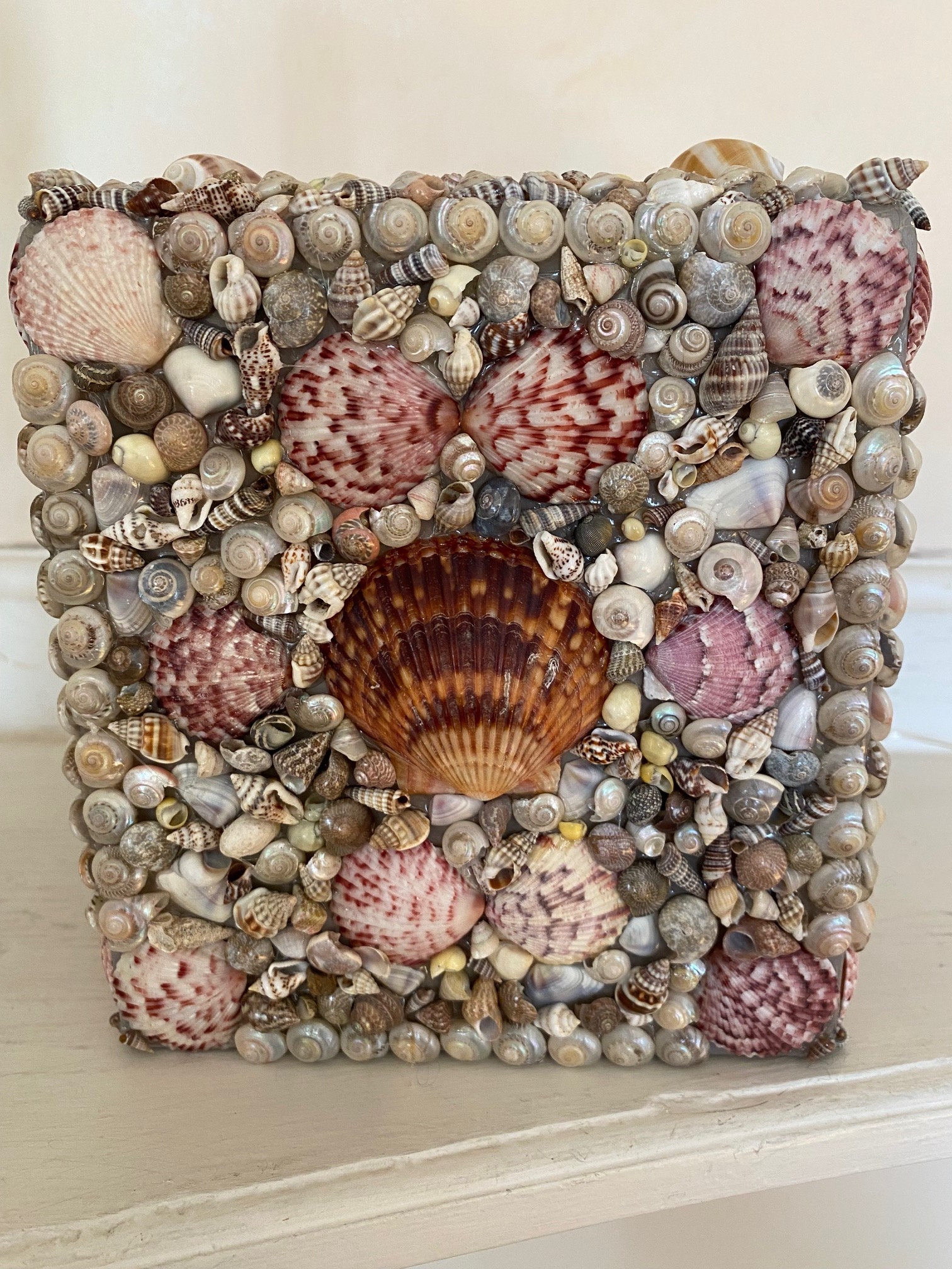 Handmade Shell Tissue Box Cover cube - Etsy