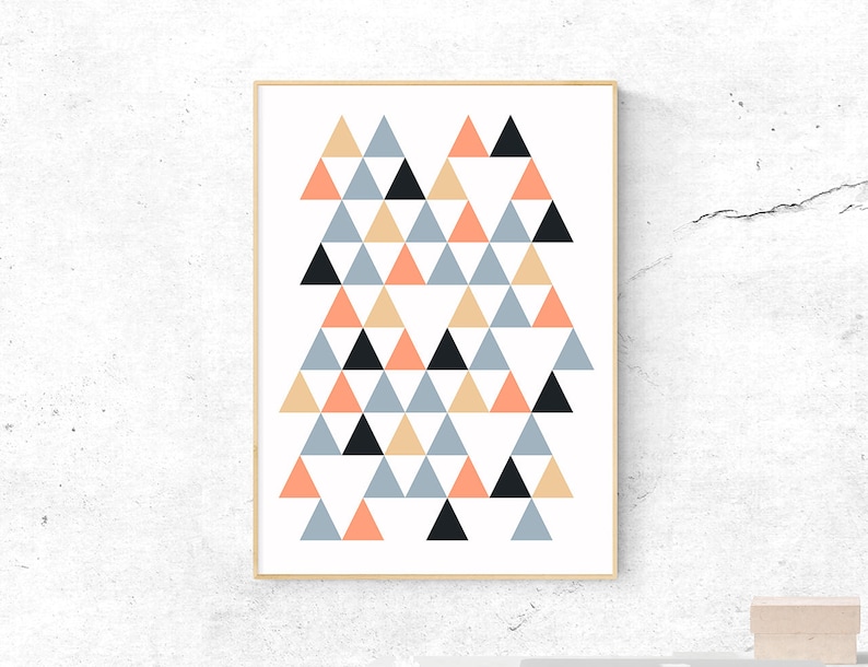 Peach and Gray Printable Art Scandinavian Wall Print Etsy