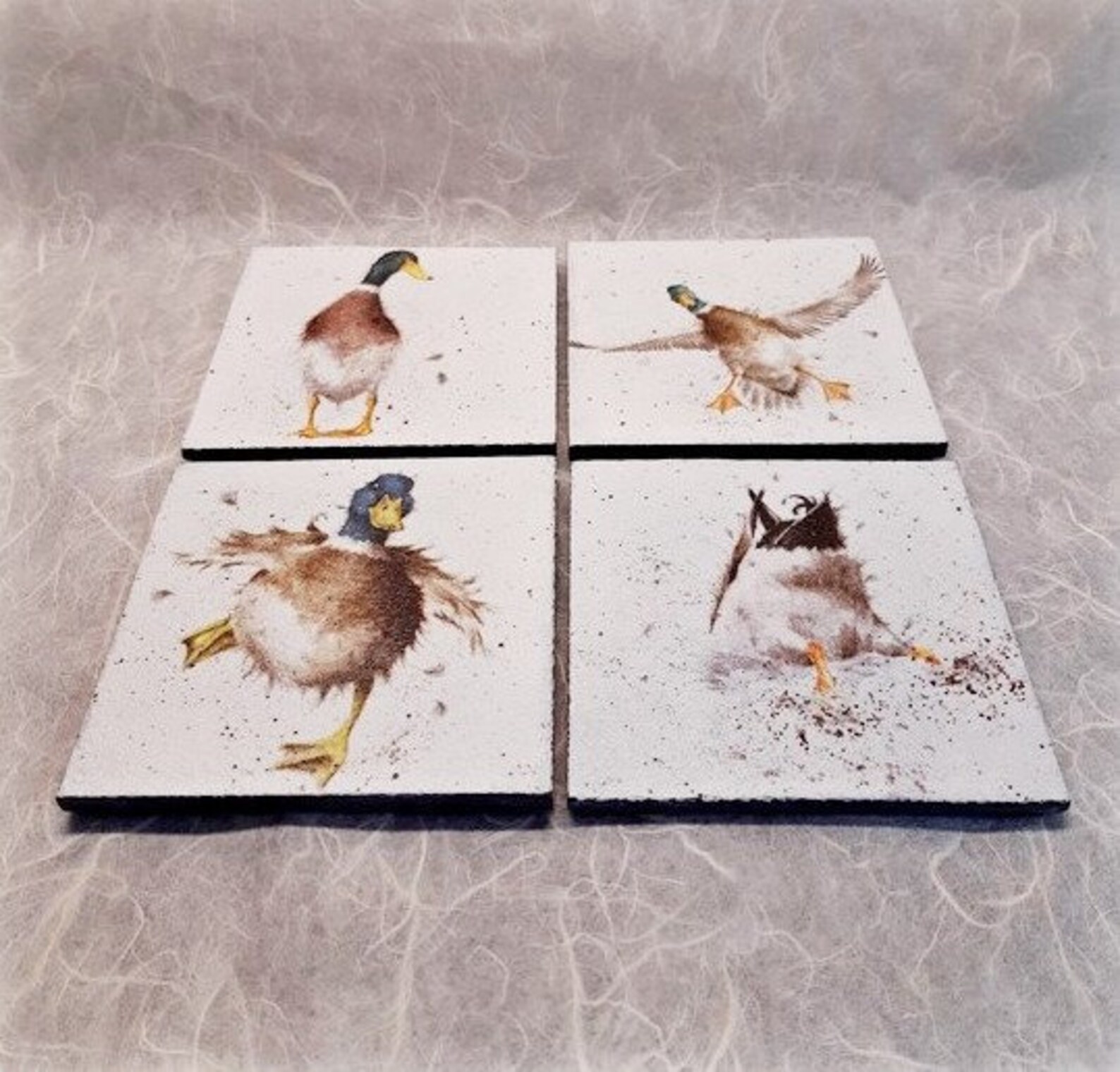 Duck Ducks Slate Coaster Set Of 4 Drink Mats Handmade Gift Etsy