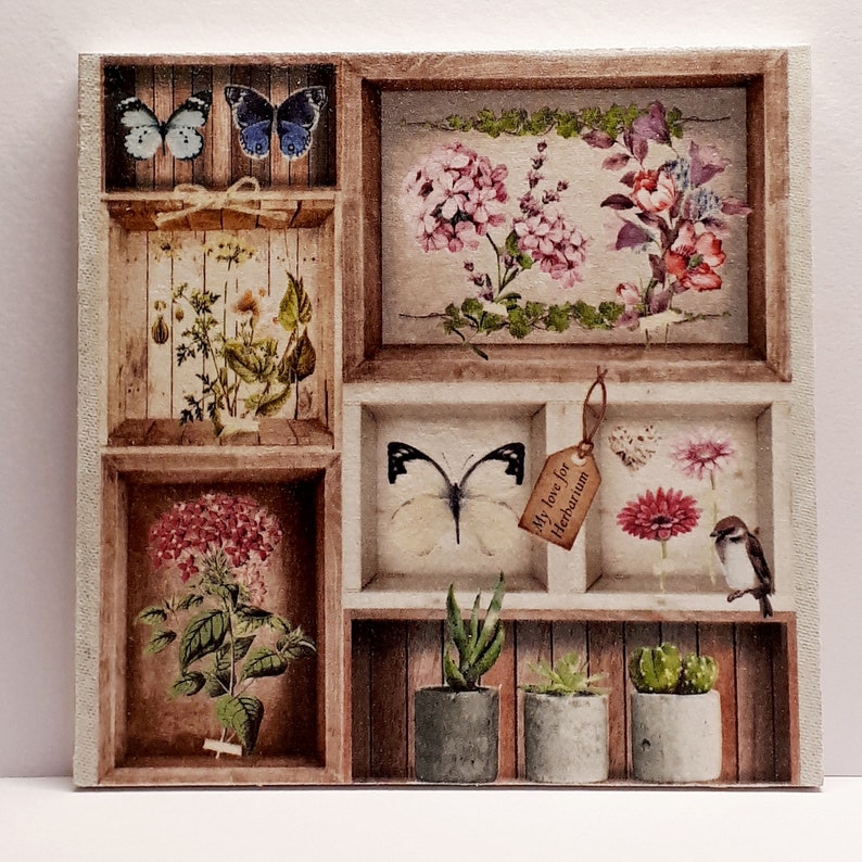 Shabby Chic Cottage Wall Art Handmade Decoupage Wall Picture Etsy