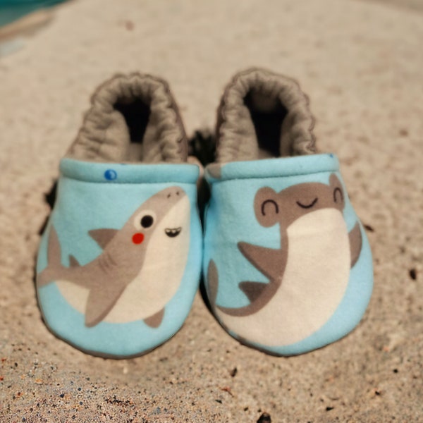 Shark theme baby soft  shoes - Made to order item