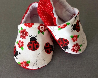 Ladybug Baby Shoes: Handmade Soft Fabric