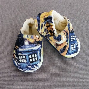 Dr Who inspired Baby Shoes,Dr. Who Baby moccasins - Made to order item