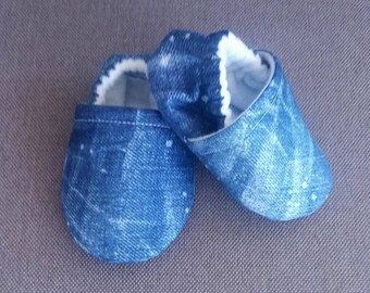 Denim baby shoes - Made to order item