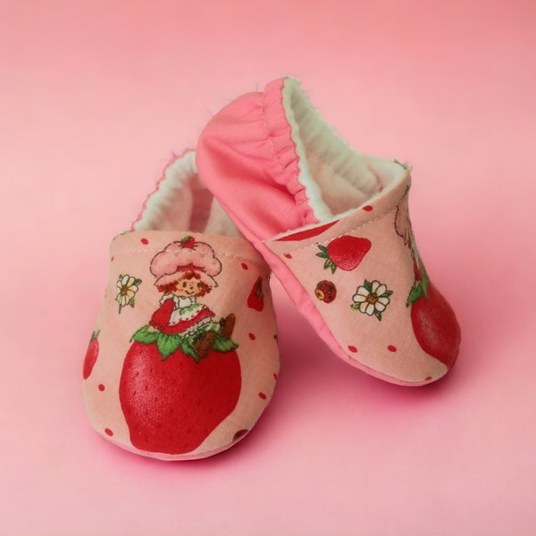 Strawberry inspired baby shoes