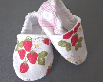 Strawberry inspired baby shoes