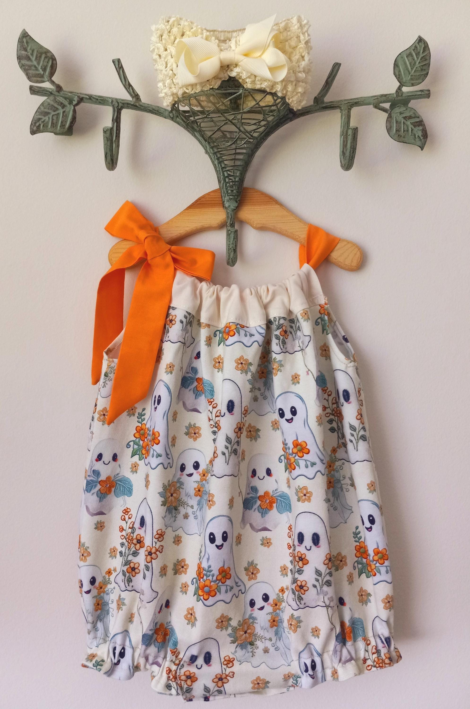 Halloween happy ghost theme bubble romper with matching headband