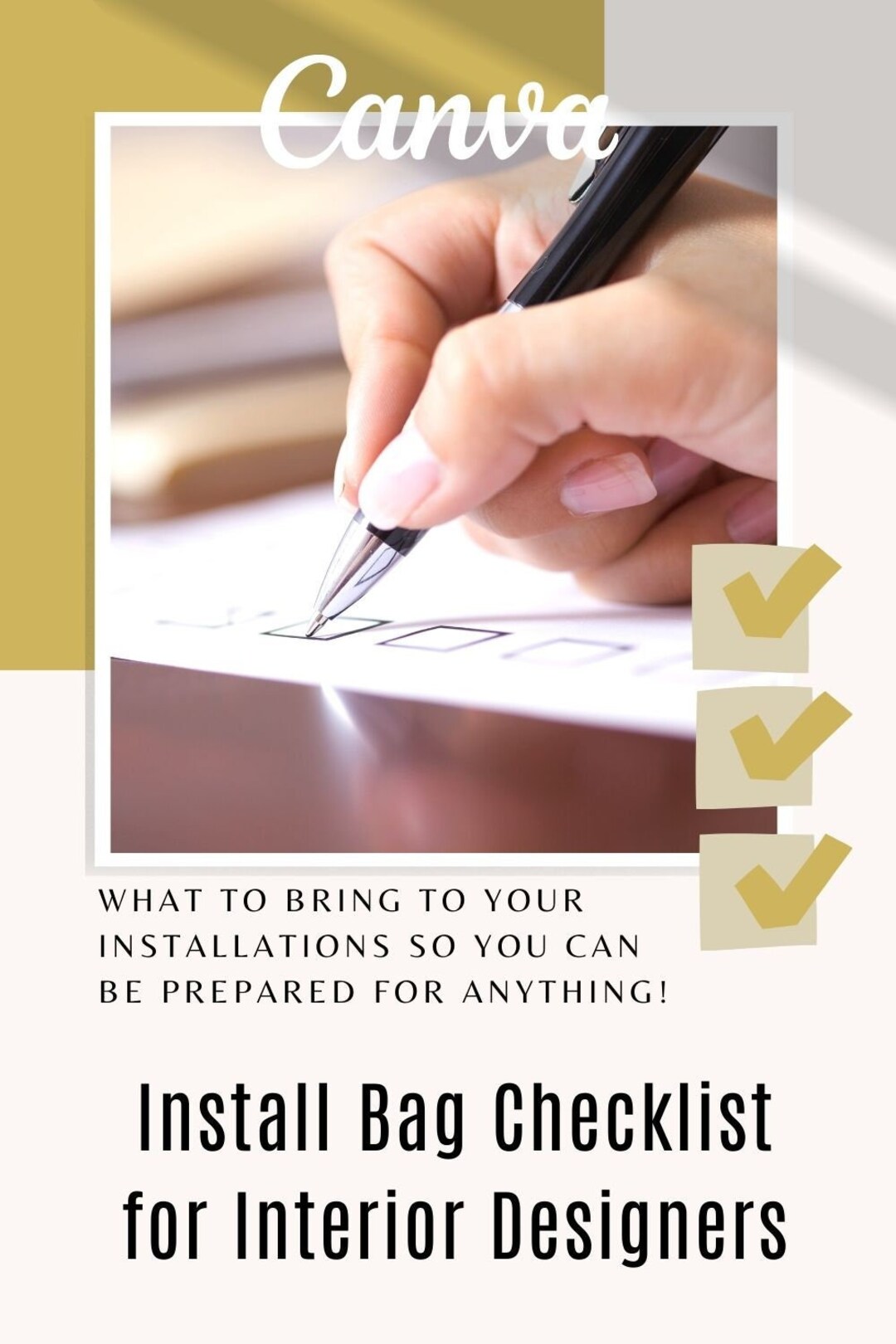 Install Bag Checklist for Interior Designer Canva Template Etsy
