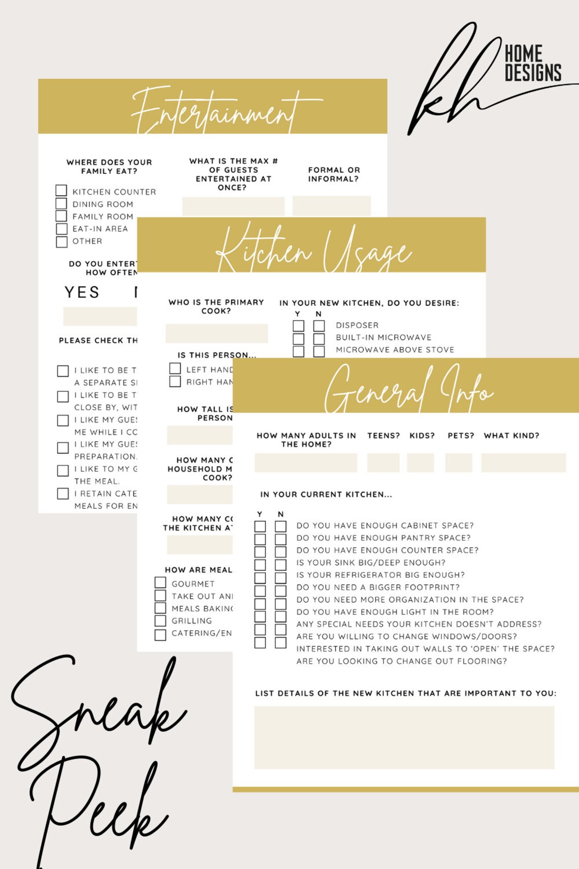 Kitchen Questionnaire for Interior Designers Canva Template Interior