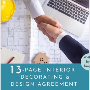 Modelo de contrato de diseño de interiores / Acuerdo de decoración de interiores / Términos y condiciones / Documentos legales / Formularios comerciales