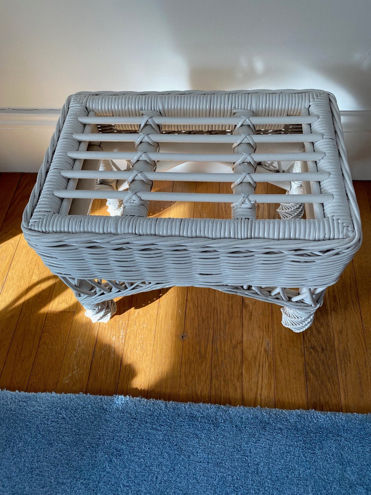 White Wicker Bench Etsy