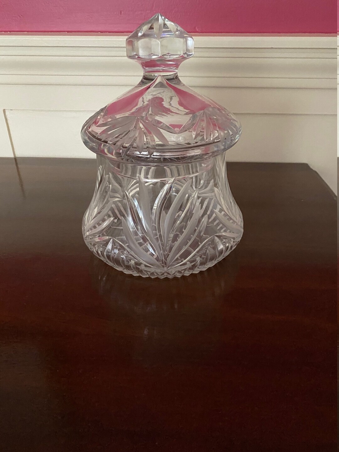 Vintage Cut Glass Biscuit Jar Etsy