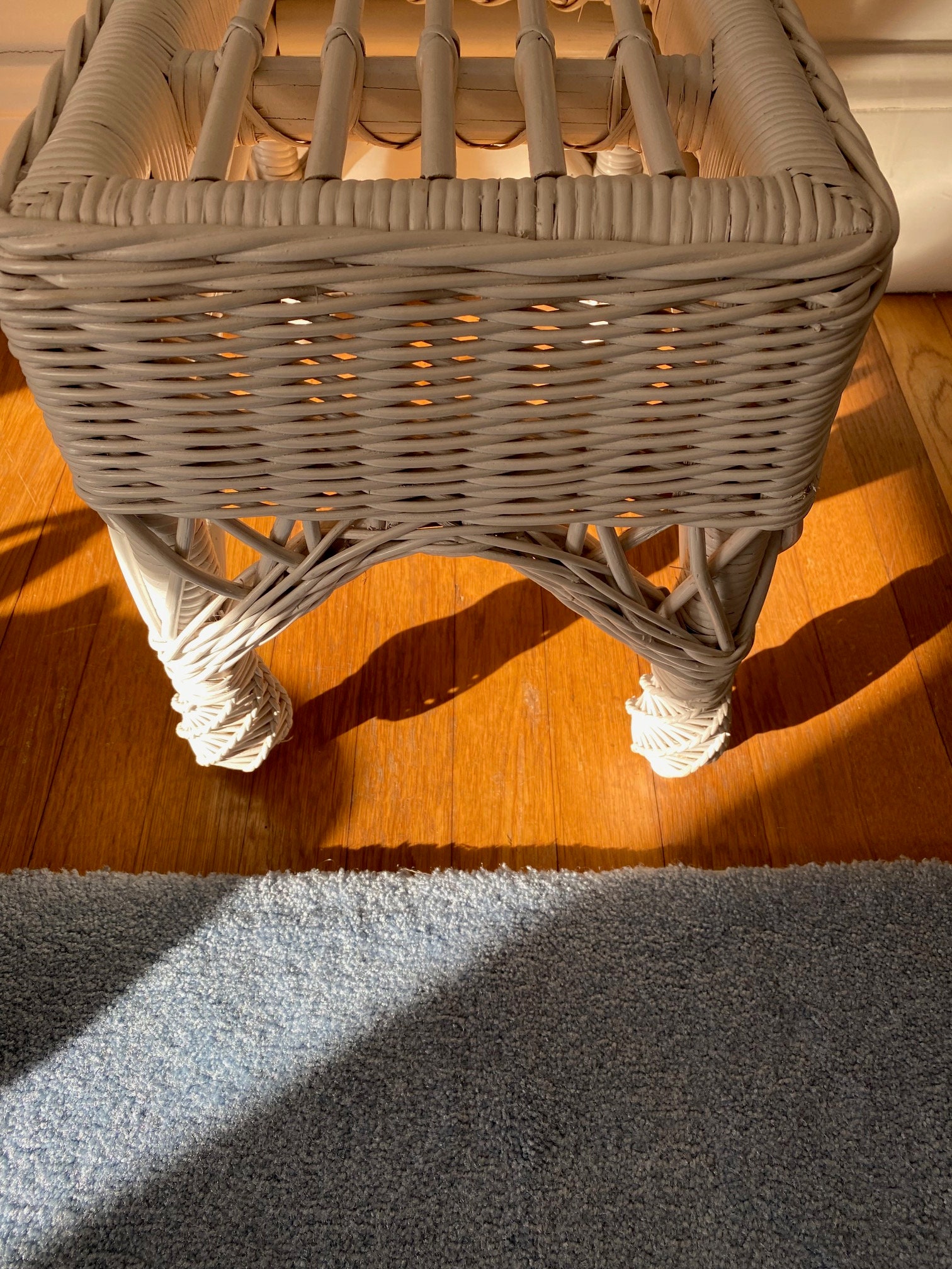 White Wicker Bench/ottoman/vintage Etsy