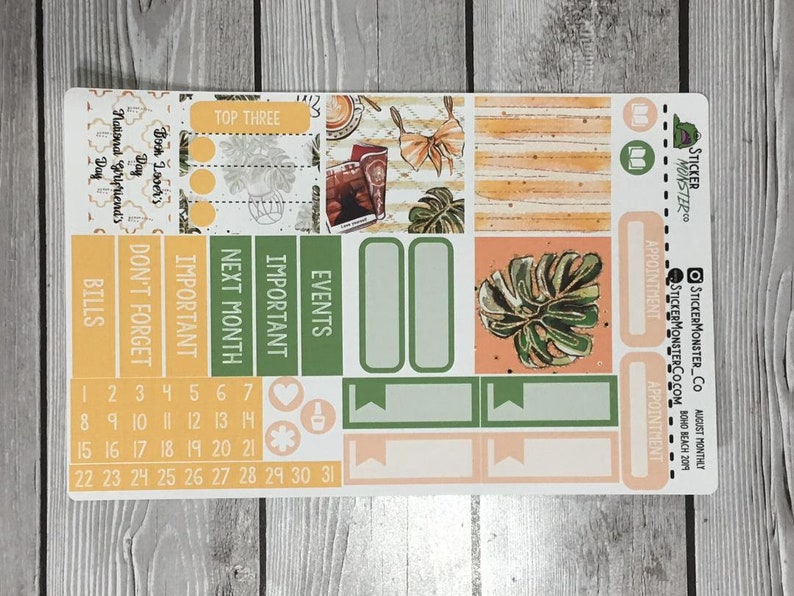 Happy Planner August Monthly Kit planner stickers with date covers washi checklist boxes appointment labels