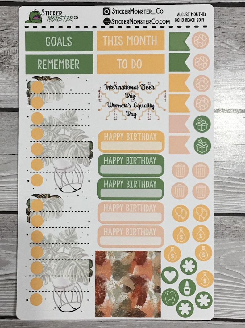 Happy Planner August Monthly Kit planner stickers with date covers washi checklist boxes appointment labels