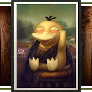 Pokemon Enton Poster Enton-Lisa | Wohndeko und Kunst Gemälde | Geburtstagsgeschenke für Pokemon Fans | Wanddeko Poster OHNE Rahmen
