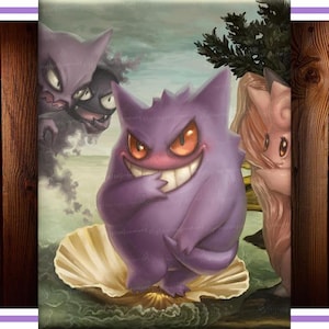 Pokemon Gengar Leinwanddruck | Wohndeko & Kunst Gemälde | Geburtstagsgeschenke für Pokemon Fans | Wanddeko Leinwand Poster inkl. Keilrahmen