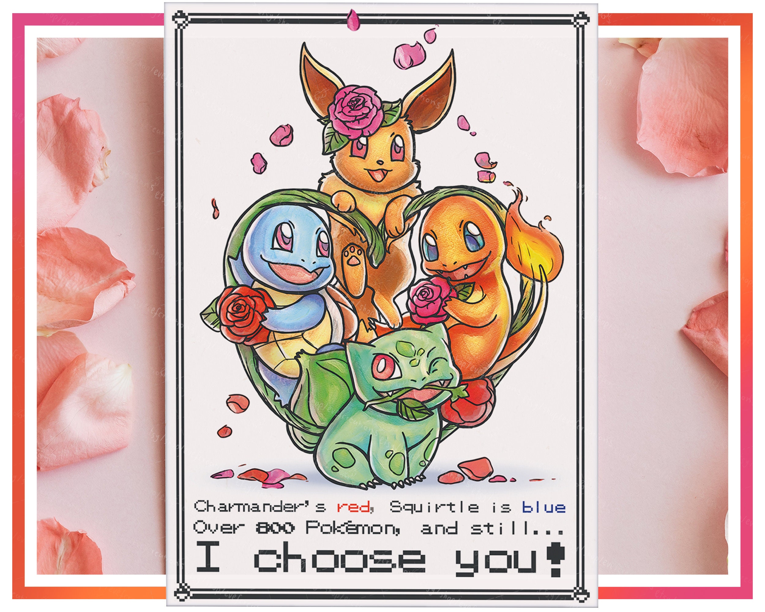 Pokemon Greeting Card Love and Friendship Charmander Eevee Squirtle and  Bulbasaur Anniversary Valentines Party Invitation Pokemon Fans 