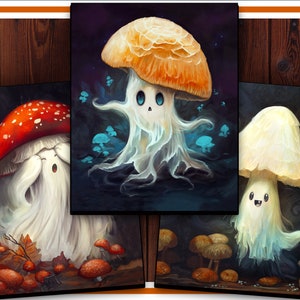 Pilz Geister Leinwand Wand Kunst | Wohndeko und Kunstdrucke | Geschenke für Waldfreunde | Wandbild auf Leinwand Poster +Holzrahmen