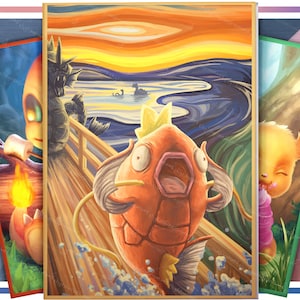 Pokemon-wenskaarten | Magikarp, Pikachu, Charmander, Eevee, Squirtle Bulbasaur Uitnodiging verjaardagsfeestje Pokemon Fans