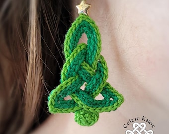Celtic Christmas Crochet Earrings, Celtic Earrings, Christmas Earrings, Crochet Earrings, Celtic Christmas Tree, Christmas Necklace, Celtic