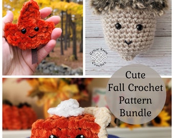 Crochet Fall Patterns, Cute Crochet Patterns, Crochet Pattern Bundle, Crochet Acorn Softie, Crochet Leaf, Crochet Pumpkin Pie, Crochet Fall